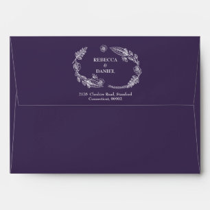 Purple String Lights Floral Return Address Envelope