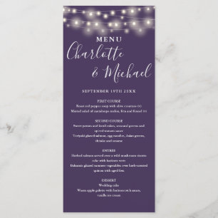 Purple String Lights Signature Wedding Menu