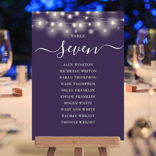 Purple String Lights Table Number Seating Chart