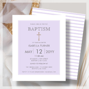 Purple Stripe   Baptism Budget Invitation
