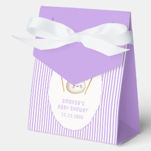 Purple Stripe Bow Asian Dumpling Baby Shower Favour Box