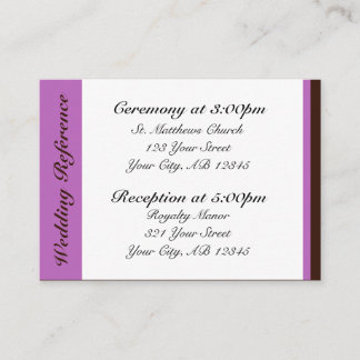 Purple Stripe Brown Guest Reference Cards