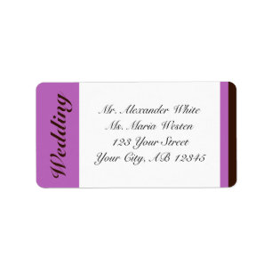 Purple Stripe Brown Wedding Address Labels