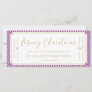 Purple Stripe Christmas Gift Voucher Card