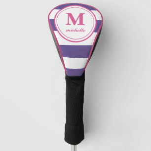 Purple stripe Golf personalised NAME monogram Golf Head Cover