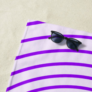 Purple Striped Beach Towel with Heart