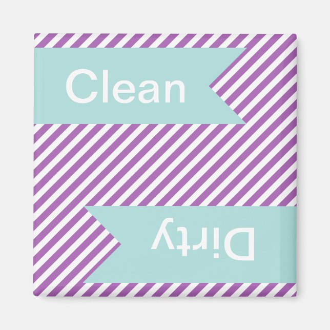 Purple Striped Clean - Dirty Dishwasher Magnets (Front)