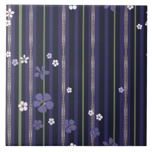 Purple Striped Floral Tile