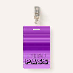Purple Striped Graphic School Hall Pass ID Badge