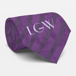 Purple Striped Monogram Tie