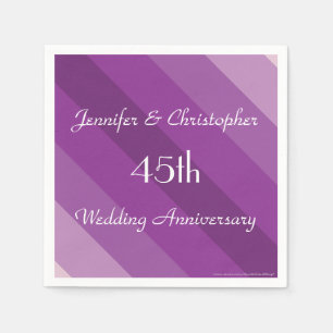 Purple Striped Napkins, 45th Wedding Anniversary Napkin