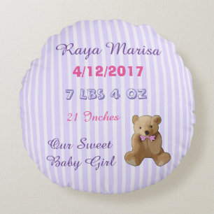 Purple Striped personalised Baby Girl  Pillow
