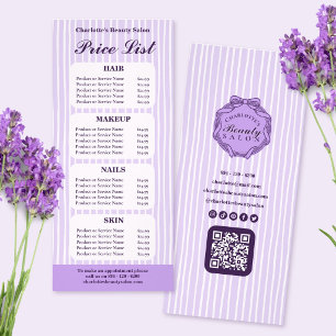 Purple Striped Salon Price List Card