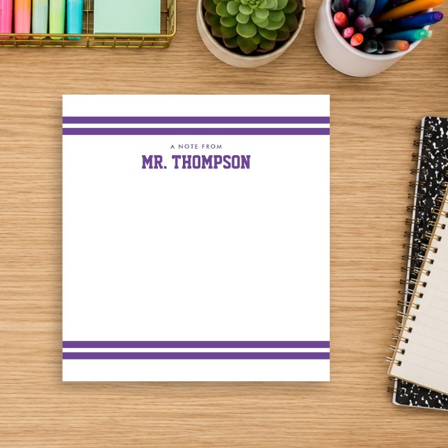 Purple Striped Teacher School Notepad (Creator Uploaded)