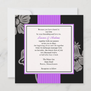 Purple Striped Wedding Invitations