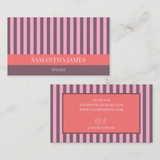 Purple Stripes Colorful Pink Orange Business Card