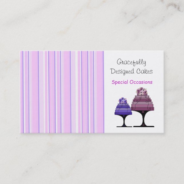 Purple Stripes Designer Cake Business Card (Front)
