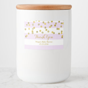 Purple Stripes Gold Confetti Baby Shower Label