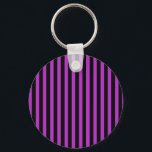 Purple Stripes Key Ring<br><div class="desc">Fun and funky black & purple stripes.  Select Customise to add text and/or photos.</div>
