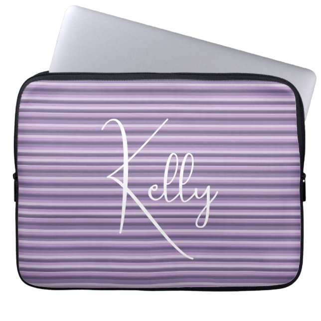 Purple stripes laptop sleeve (Front)