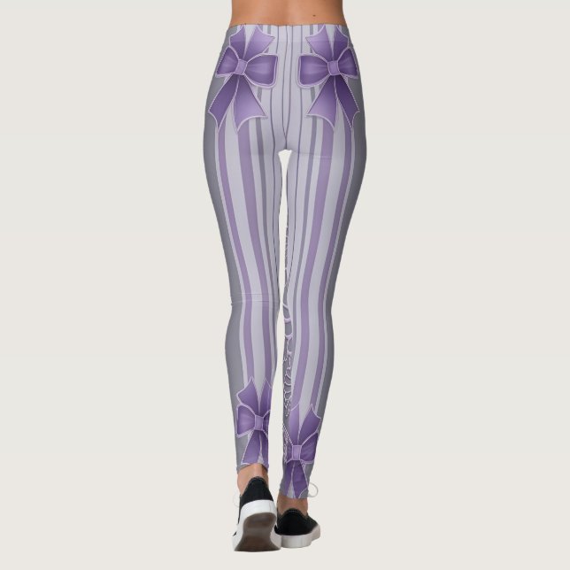 Purple stripes Lavender Dream AI art  Leggings (Back)
