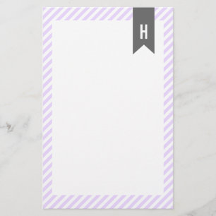 Purple Stripes Monogram Stationery