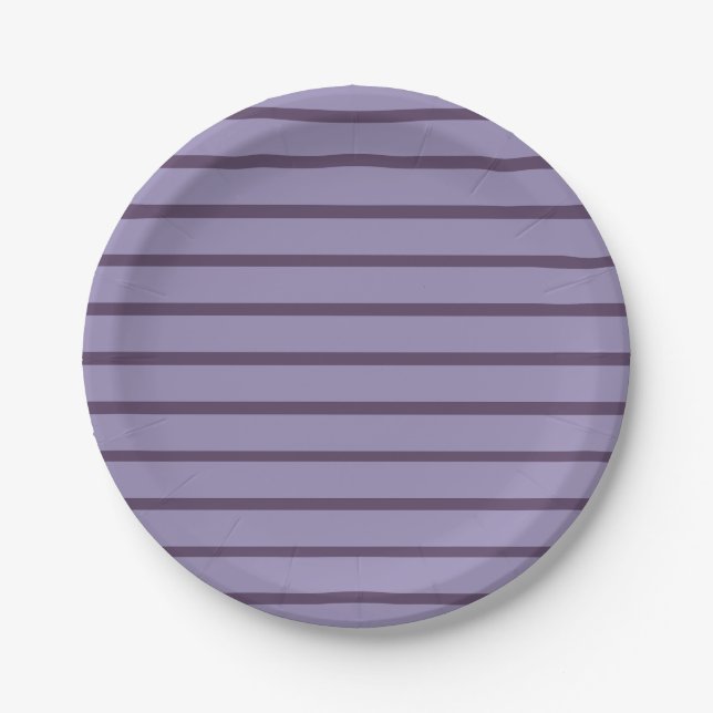 Purple Stripes Party Paper Plate (Front)