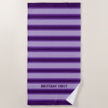 Purple Stripes Pattern Personalised Beach Towel<br><div class="desc">Add a bold and stylish touch to your beach days with the Purple Stripes Pattern Personalised Beach Towel. Featuring a vibrant striped design in rich purple tones, this towel brings a modern and eye-catching look to your poolside or seaside essentials. Soft, absorbent, and durable, it’s perfect for lounging, drying off,...</div>