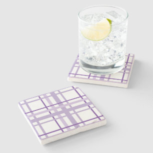 Purple Stripes Pattern Stone Coaster