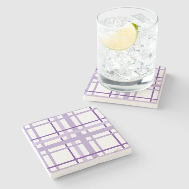 Purple Stripes Pattern  Stone Coaster (Side)