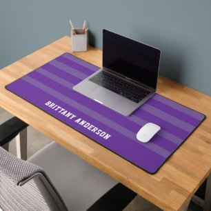 Purple Stripes Pattern White Personalised Desk Mat