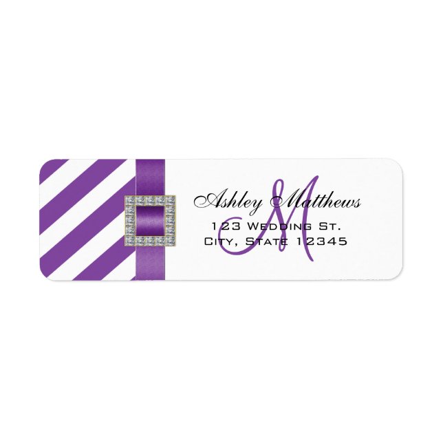 Purple Stripes, Ribbon Monogram for Weddings (Front)