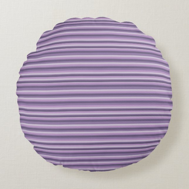 Purple stripes round cushion (Front)