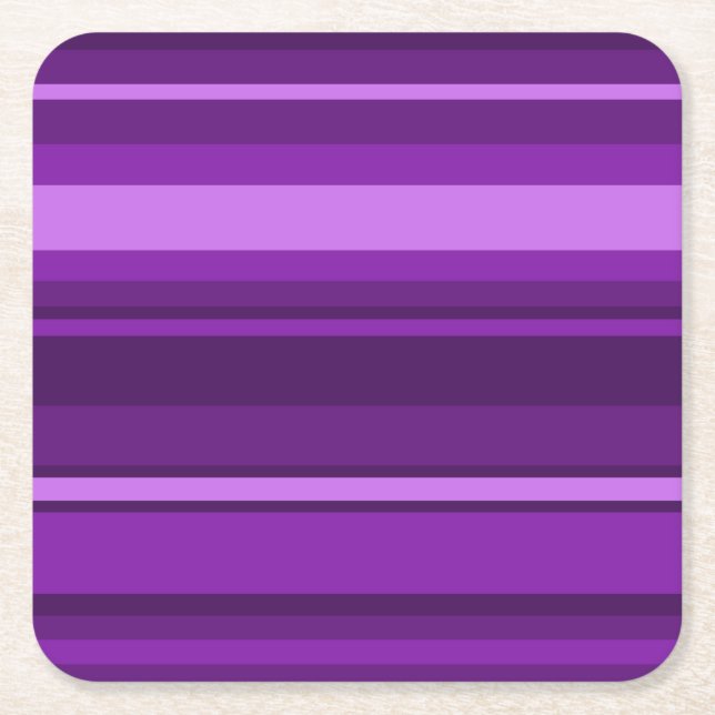 Purple stripes square paper coaster (Front)