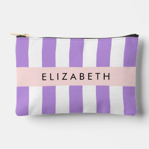 Purple Stripes, Striped Pattern, Lines, Your Name Accessory Pouch