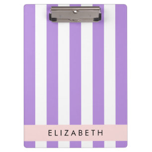 Purple Stripes, Striped Pattern, Lines, Your Name Clipboard
