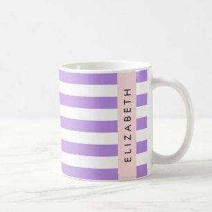 Purple Stripes, Striped Pattern, Lines, Your Name Coffee Mug