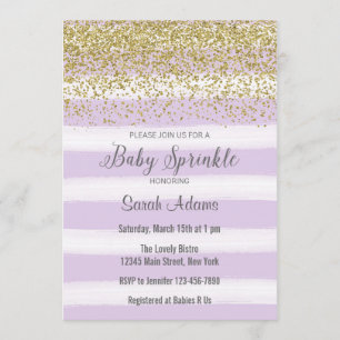Purple Stripes Watercolor Baby Sprinkle Invitation