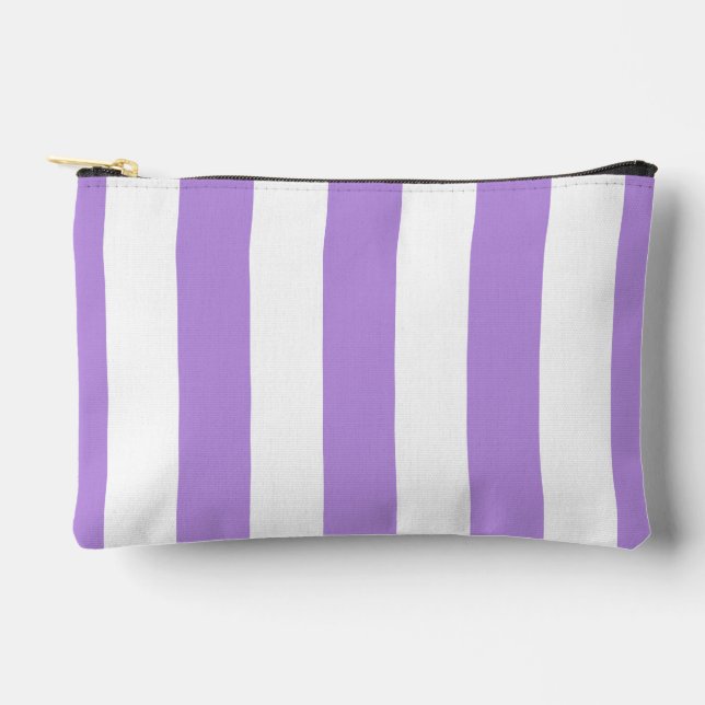 Purple Stripes, White Stripes, Striped Pattern Accessory Pouch (Front)