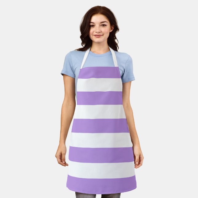 Purple Stripes, White Stripes, Striped Pattern Apron (Worn)