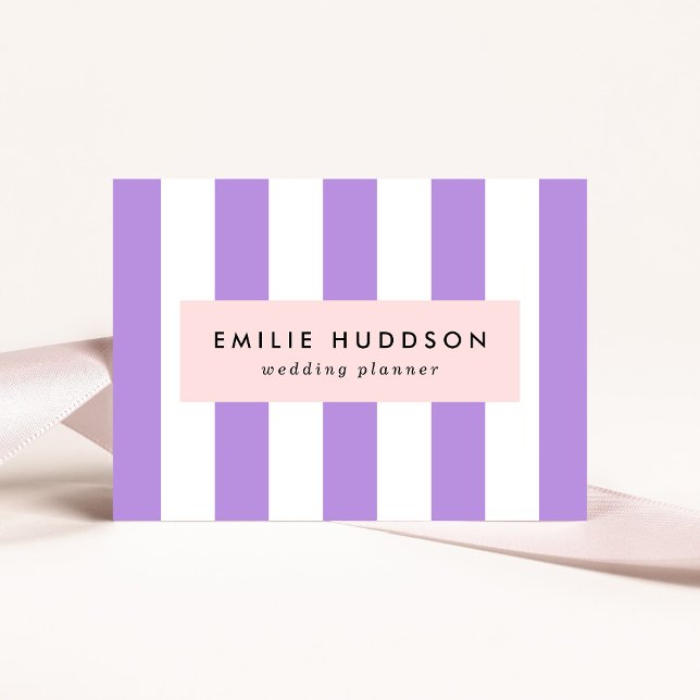 Purple Stripes, White Stripes, Striped Pattern Business Card (Creator Uploaded)