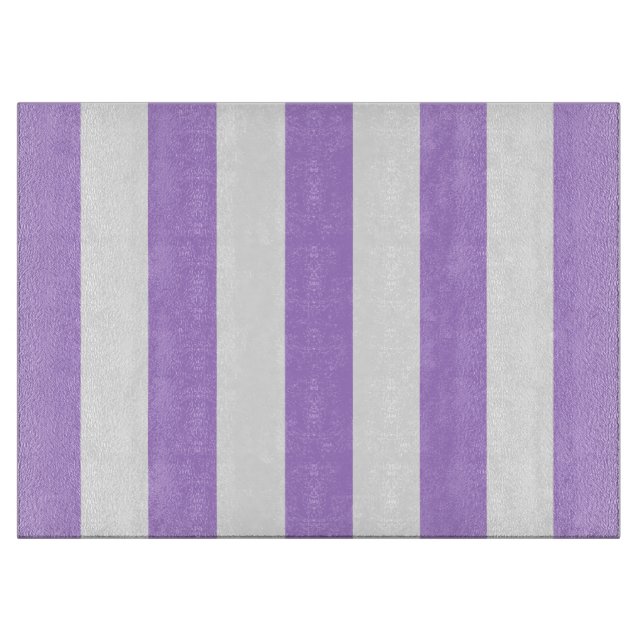 Purple Stripes, White Stripes, Striped Pattern Cutting Board (Front)