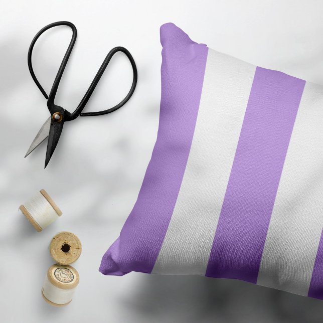 Purple Stripes, White Stripes, Striped Pattern Decorative Cushion (Creator Uploaded)