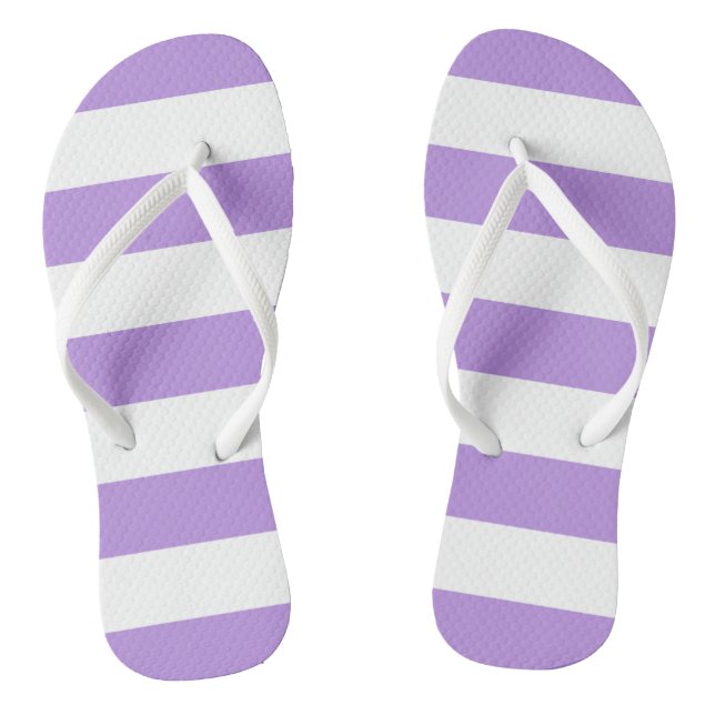 Purple Stripes, White Stripes, Striped Pattern Jandals (Footbed)