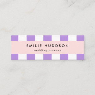 Purple Stripes, White Stripes, Striped Pattern Mini Business Card