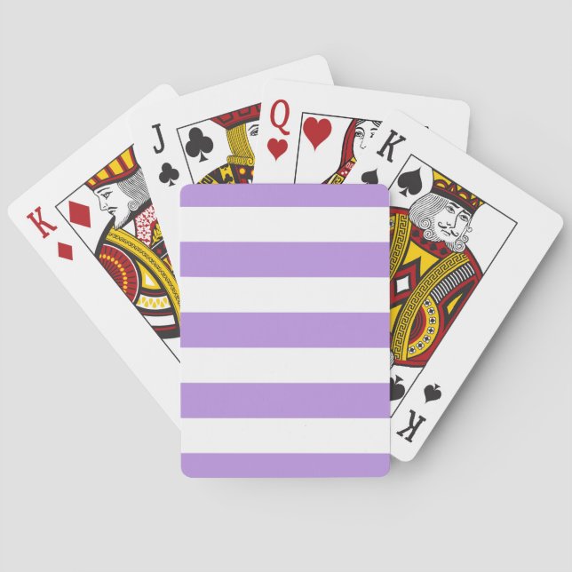 Purple Stripes, White Stripes, Striped Pattern Playing Cards (Back)