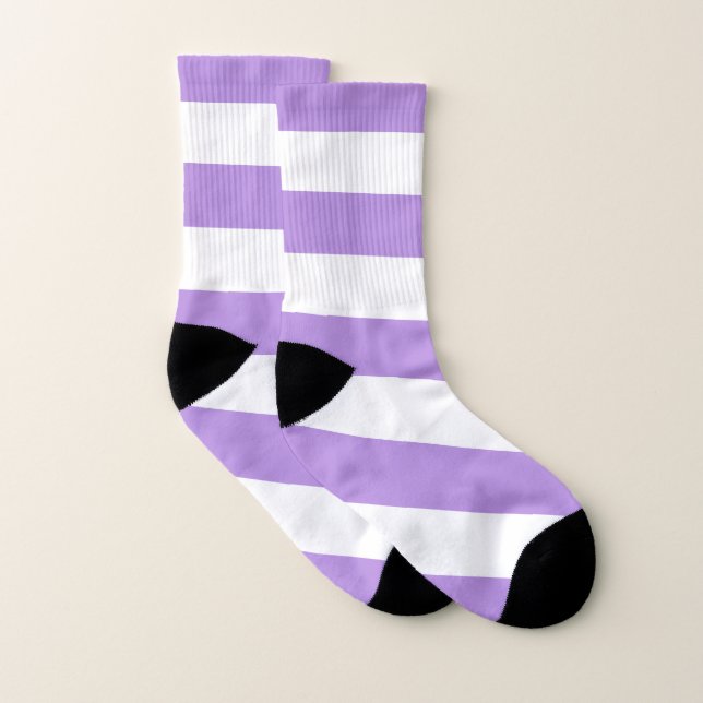Purple Stripes, White Stripes, Striped Pattern Socks (Pair)