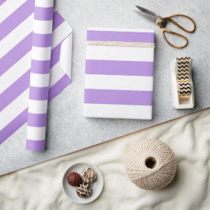 Purple Stripes, White Stripes, Striped Pattern Wrapping Paper