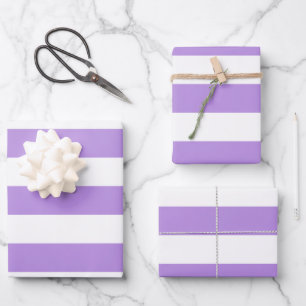 Purple Stripes, White Stripes, Striped Pattern Wrapping Paper Sheet