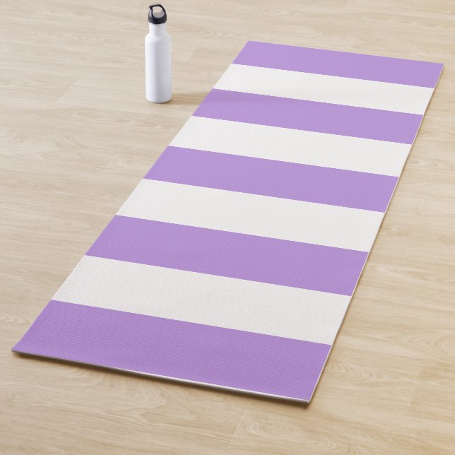 Purple Stripes, White Stripes, Striped Pattern Yoga Mat (In Situ)